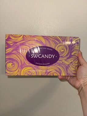 New Never Opened SWCANDY 8 Tablets Shower Steamers - Purple & Yellow Swirl Box 💜